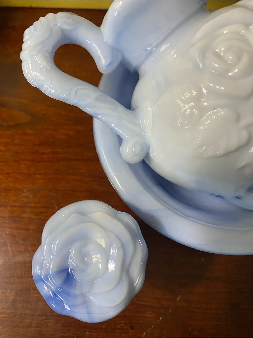 Avon Victoriana  Blue Slag Pitcher & Bowl Set